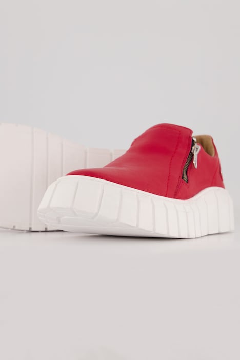 Leder-Slip-Ons, Zipper, Wechselfußbett, Komfortweite