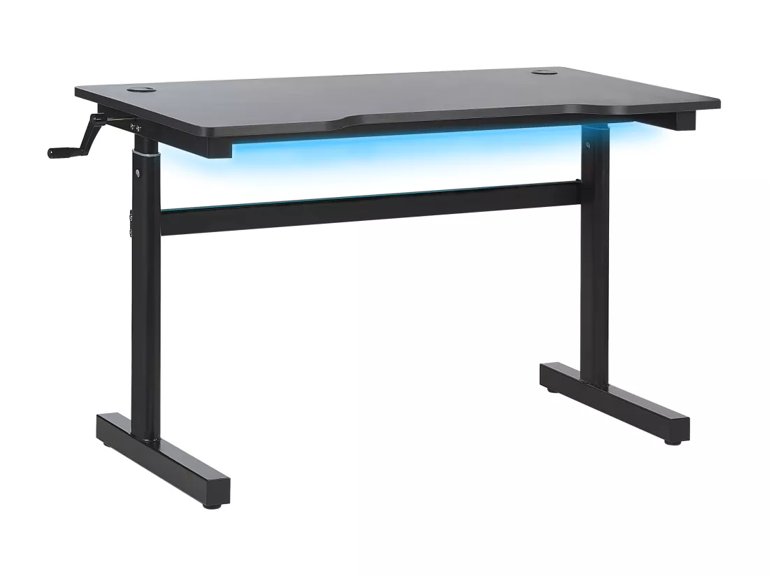 Bureau gamer ajustable éclairage LED 120 x 60 cm noir DURBIN