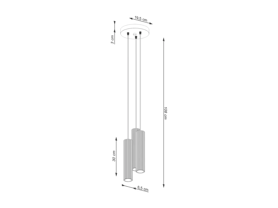 Lampe à suspension Karbon minimaliste en aluminium - 3 sources lumineuses - L.19,5 x H.108 cm - noir