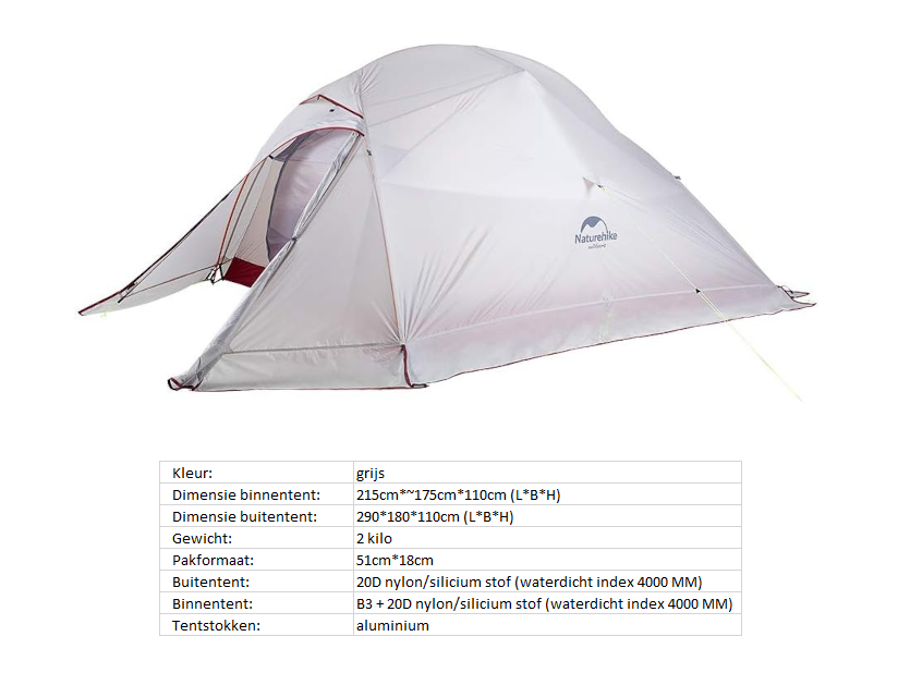 Naturehike Cloud Up 3 Upgraded 4 seizoenen tent