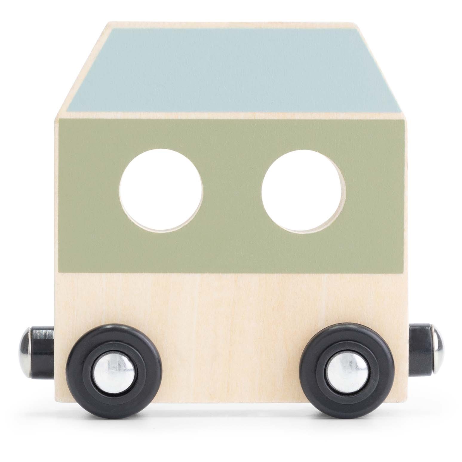 Prénatal houten namentrein wagon roze groen