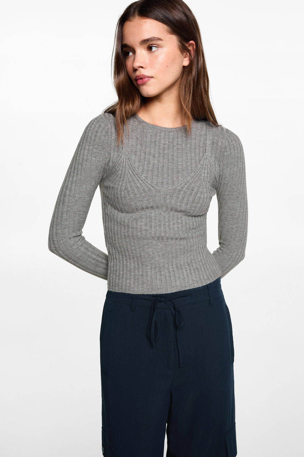 MANGO TEEN wide leg cargobroek marine
