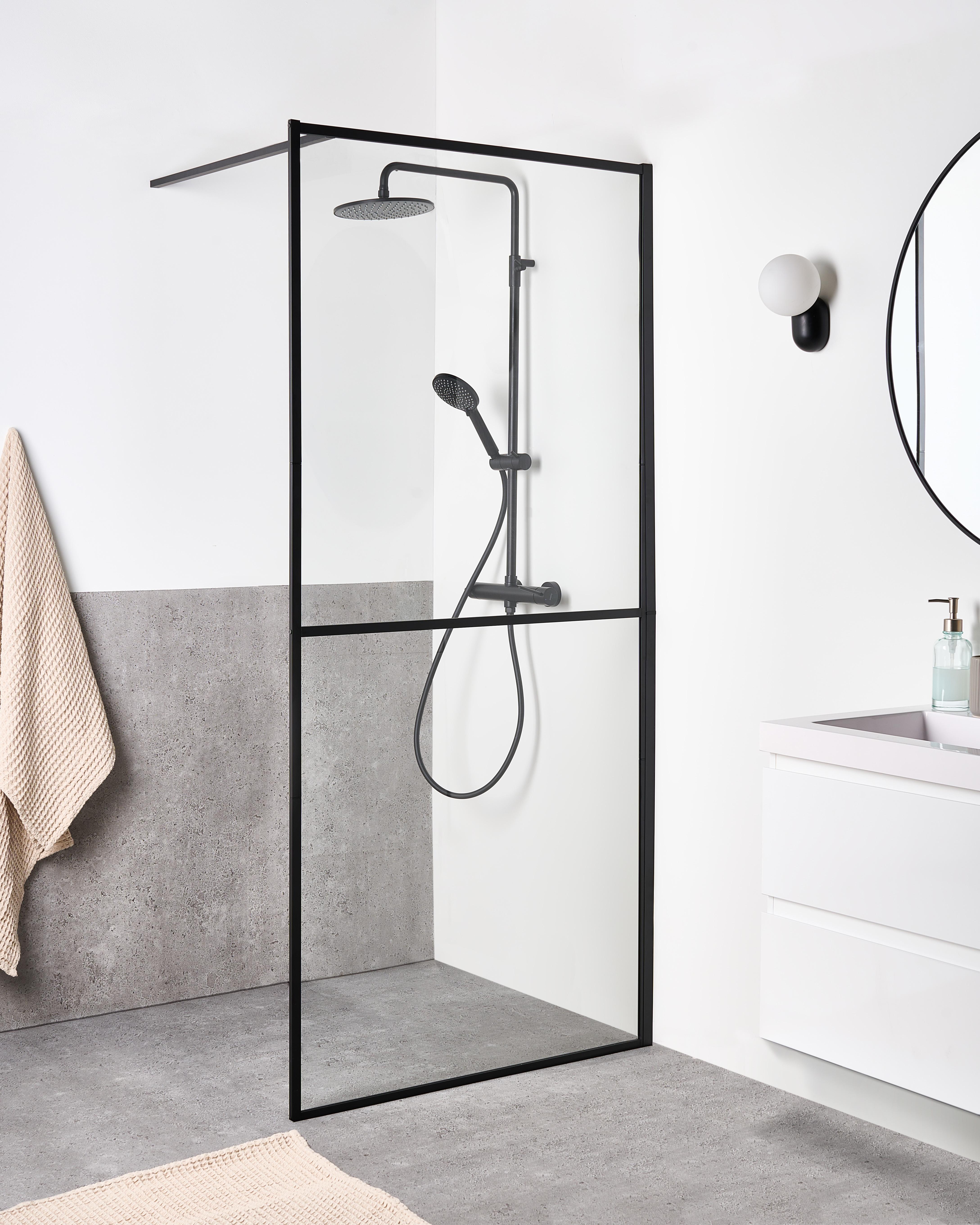 Douchescherm ACULEO 90 x 195 cm Zwart