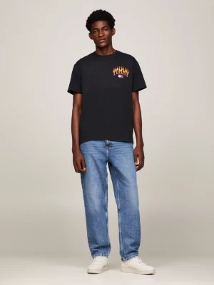 Camiseta Relaxed Fit com Logo de Chama