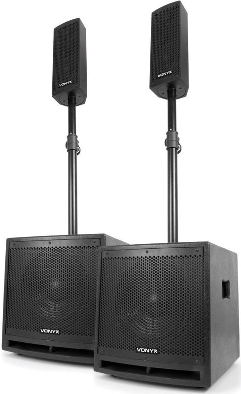 Vonyx - 2.2 DJ Speakerset - Met Mixer en Gratis DJ Accessoires