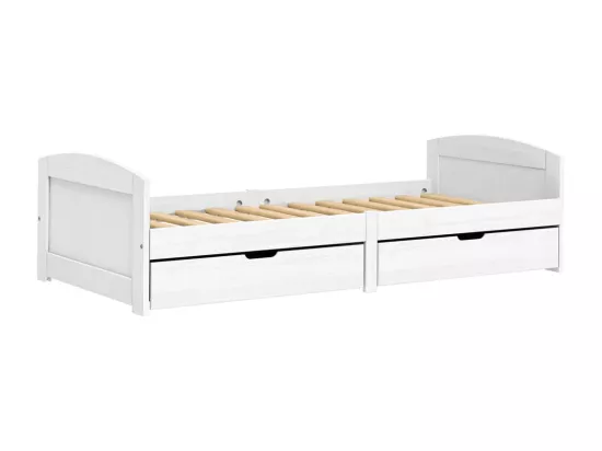 Lit de jour avec 2 tiroirs IRUN blanc 90x200 cm bois pin massif