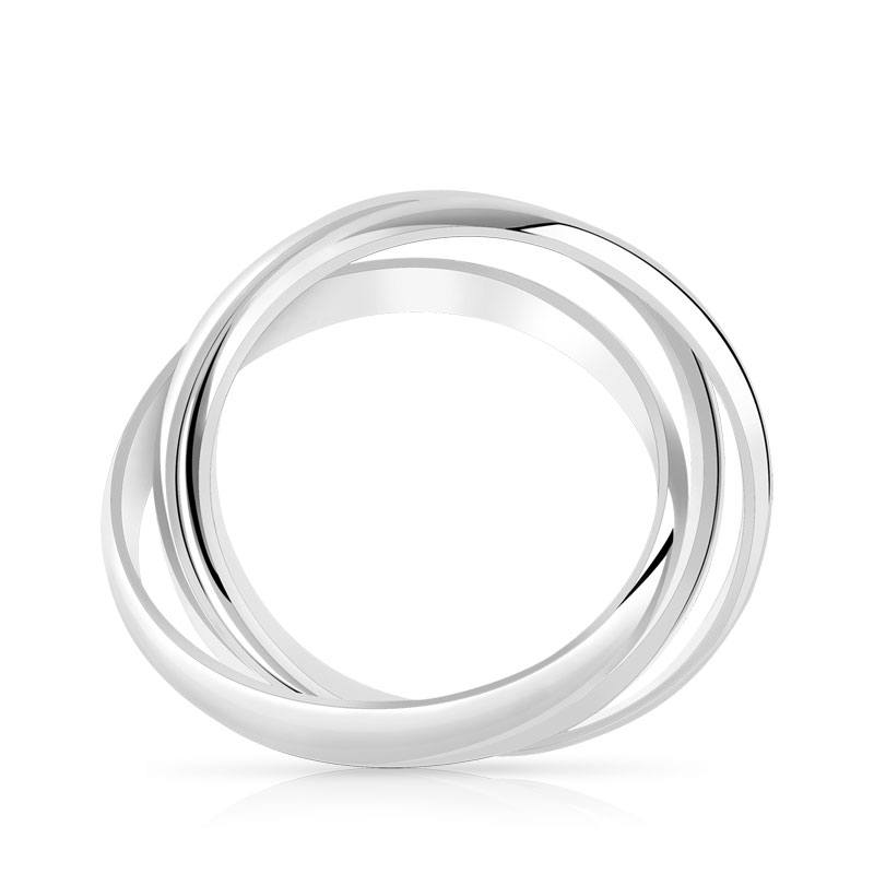 Bague argent 925 3 anneaux mobiles entrelacés
