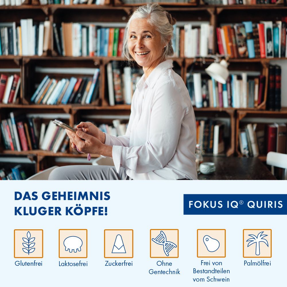 FOKUS IQ QUIRIS zur Unterstützung geistiger Leistungsfähigkeit mit Omega-3 und 6 und Vitamin-Mineralstoff Komplex