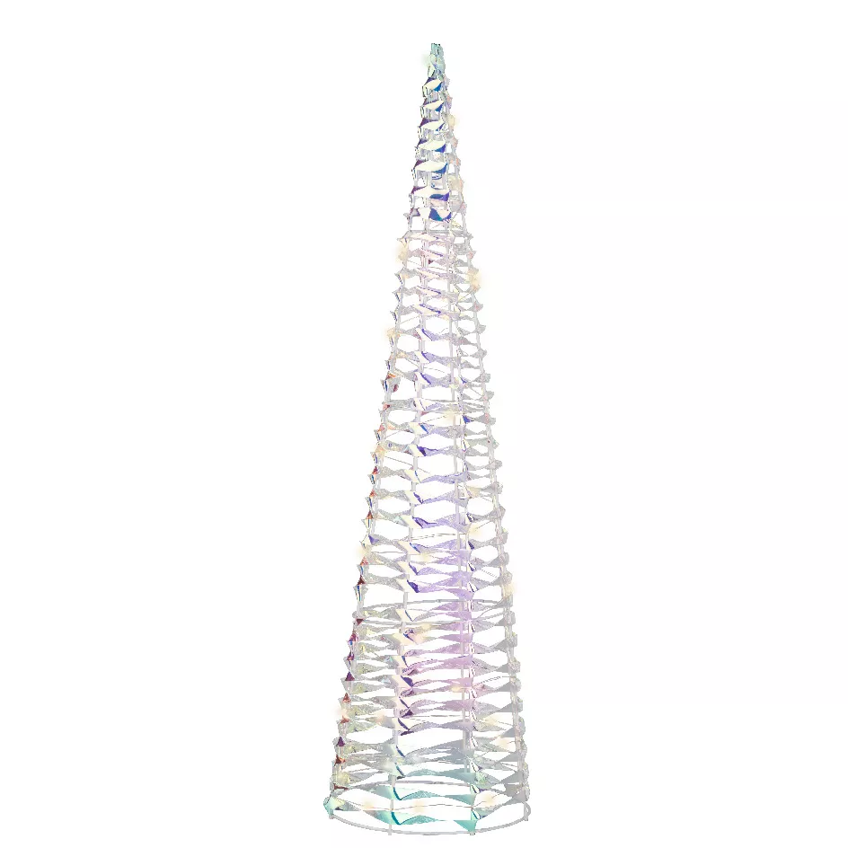 Cône lumineux à piles 30 LED (H60 cm) Ice irisé Blanc chaud