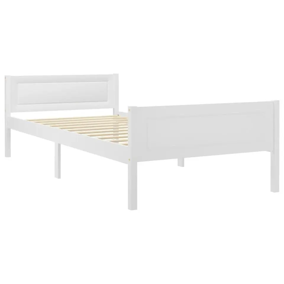 vidaXL - Eenpersoonsbed met hoofdbord - Wit - Massief grenenhout - 90x200 cm