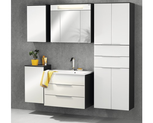 Wastafelmeubel FACKELMANN Style 80 cm wit antraciet gemonteerd 80953