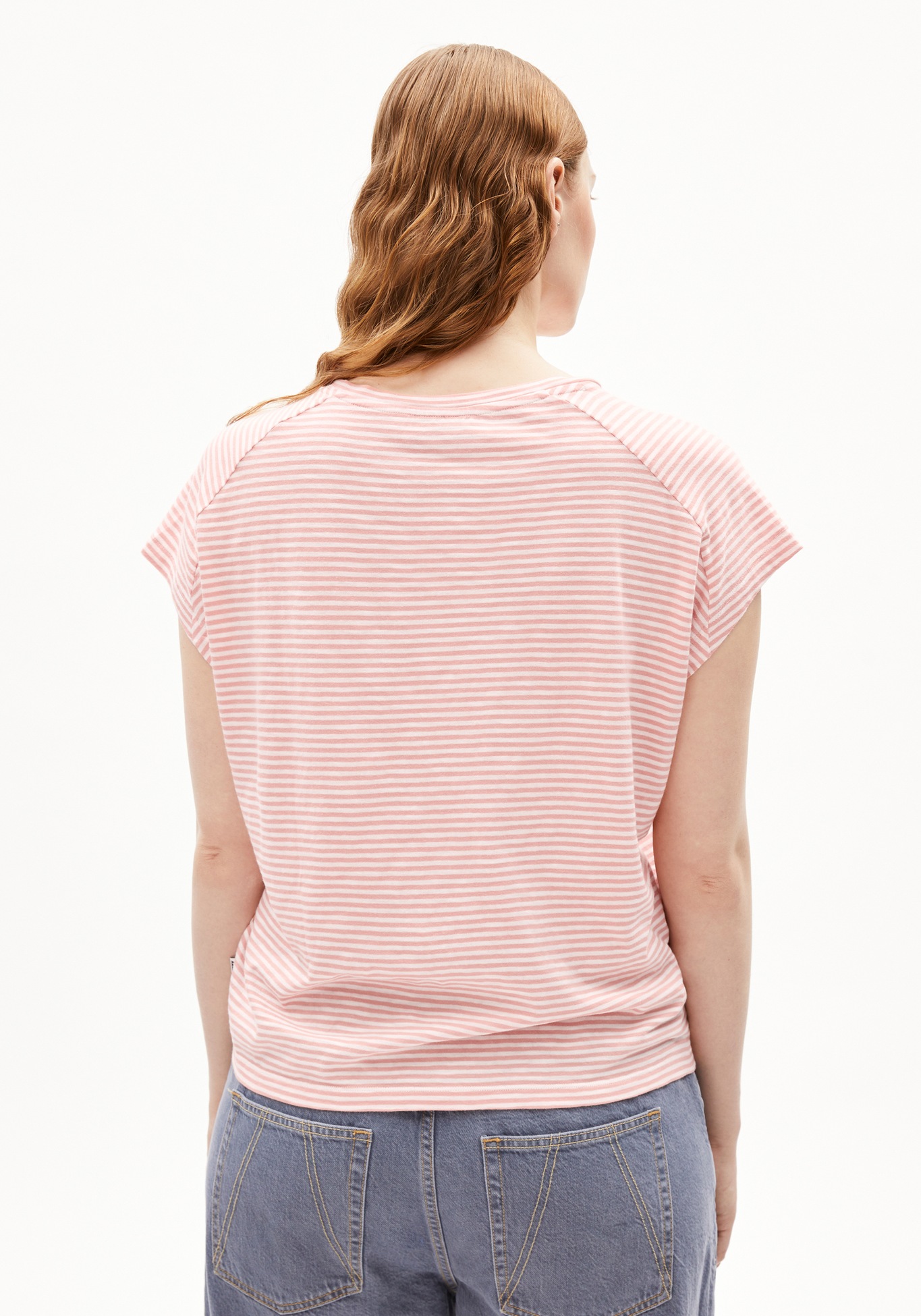 Armedangels T-Shirt Oneliaa Lovely Stripes Oatmilk-Deep Rosalilly