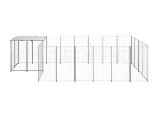 Chenil extérieur cage enclos argenté 440 x 220 x 110 cm 02_0000303