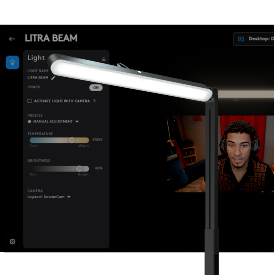 Logitech G - Litra Beam LX Dual-Sided RGB Streaming Key Light