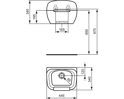 Ideal Standard Duoro spoelbak 44,5 x 34 cm glanzend wit R380601