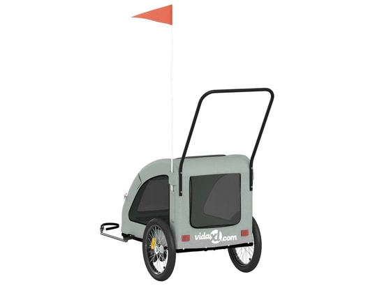 VIDAXL - Remorque de vélo pour animaux de compagnie gris