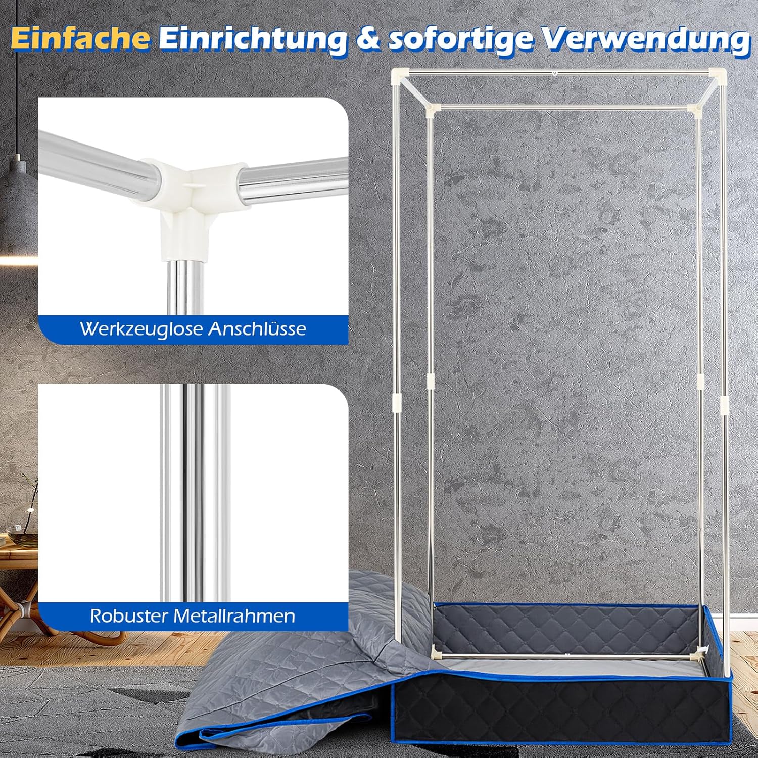 COSTWAY 3L Dampfsauna 1200W, Saunazelt mit 15-stufige Temperaturregelung, Fernbedienung, Timer, klappbarer Stuhl & Matte, Ganzkörpersaunabox tragbar Heimsauna (88 x 88 x 179 cm,Blau)