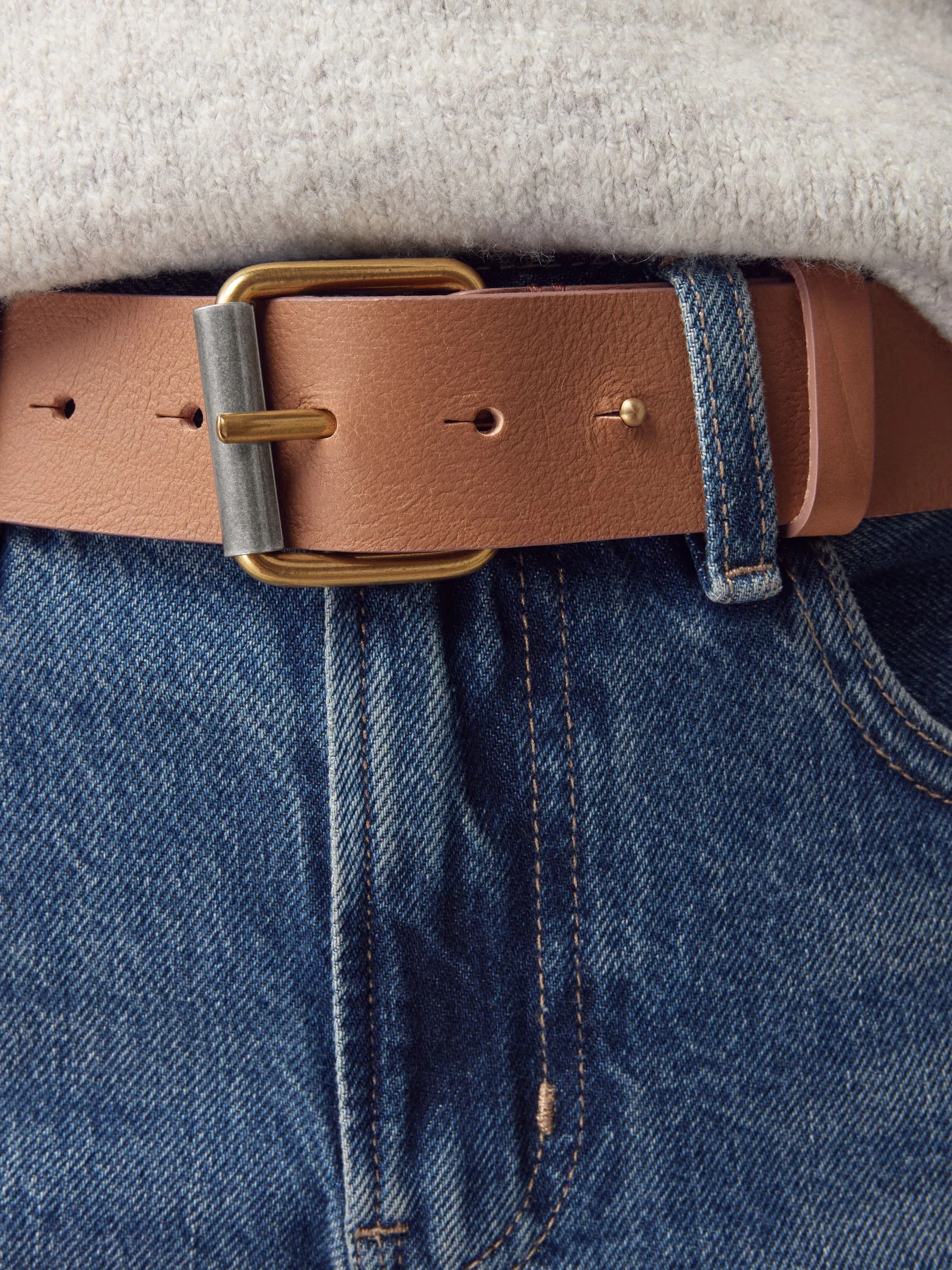 Lichtbruin - N. Premium casual leren riem van Italiaans fabricaat
