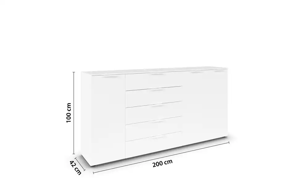 Sideboard Weiß Front: Dekor, Oberboden: Dekor Weiß