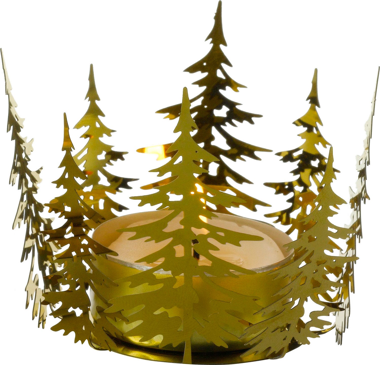 Intratuin waxinelichthouder kerstboom goud D 16,5 cm