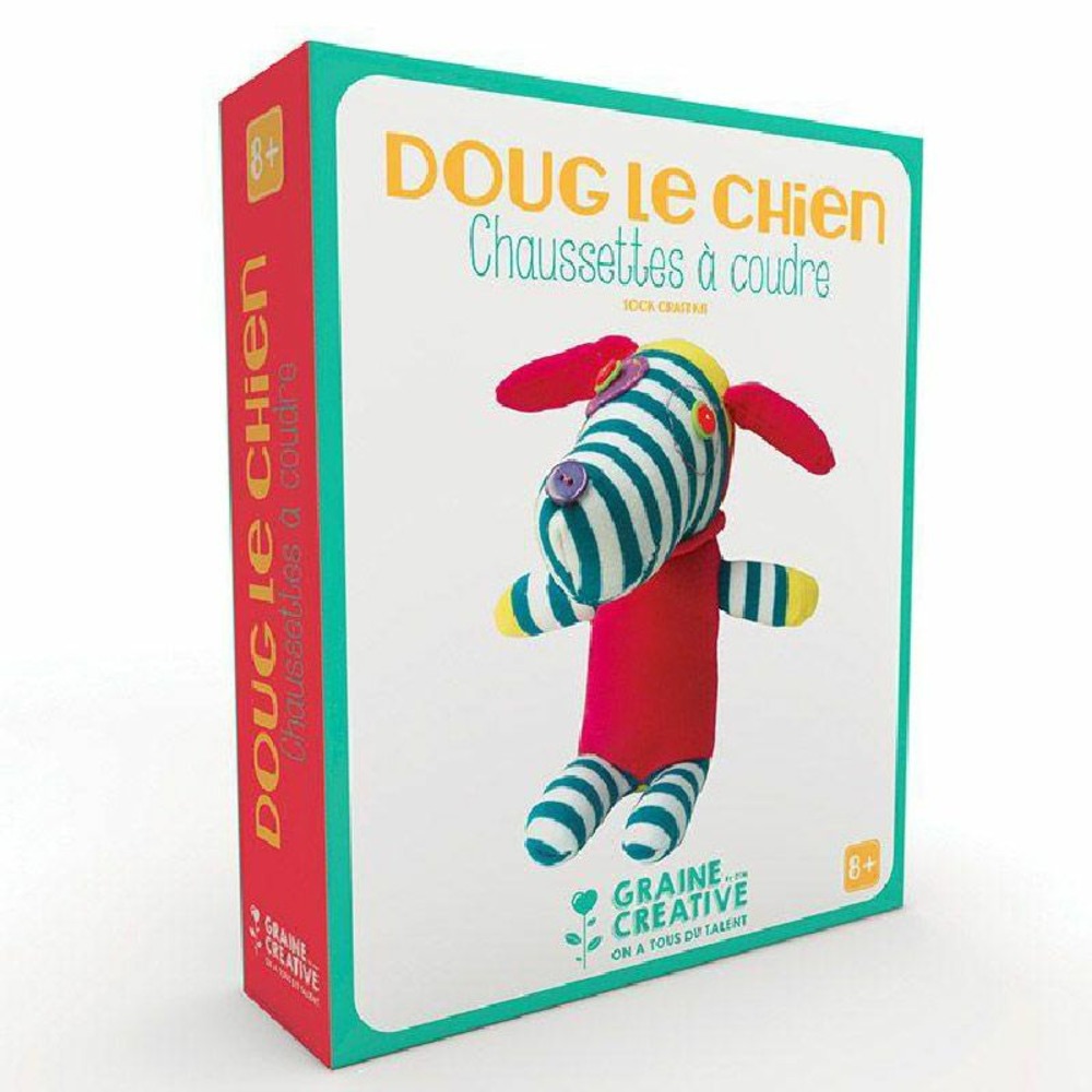Doudou à faire soi-même - doug le chien, chaussette à coudre