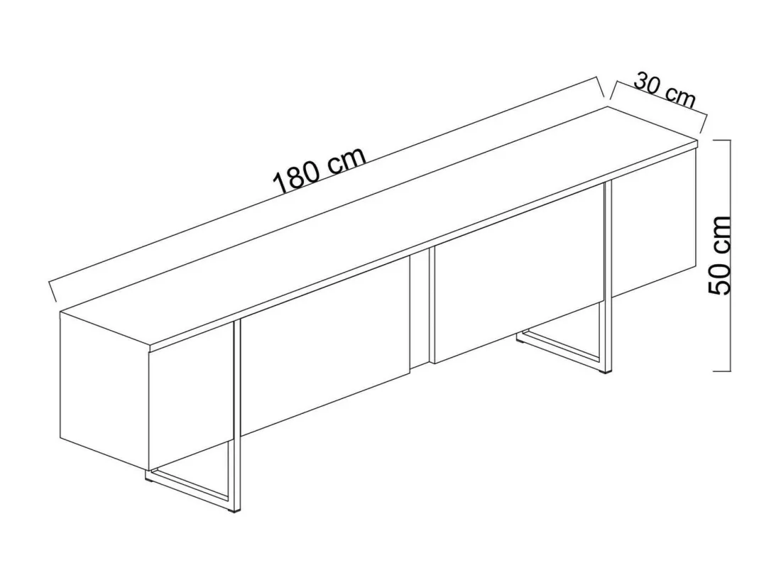 Meuble TV Centaurus, Buffet de salon, Armoire basse pour TV, Base murale de rangement, 180x30h50 cm, Anthracite et Noir