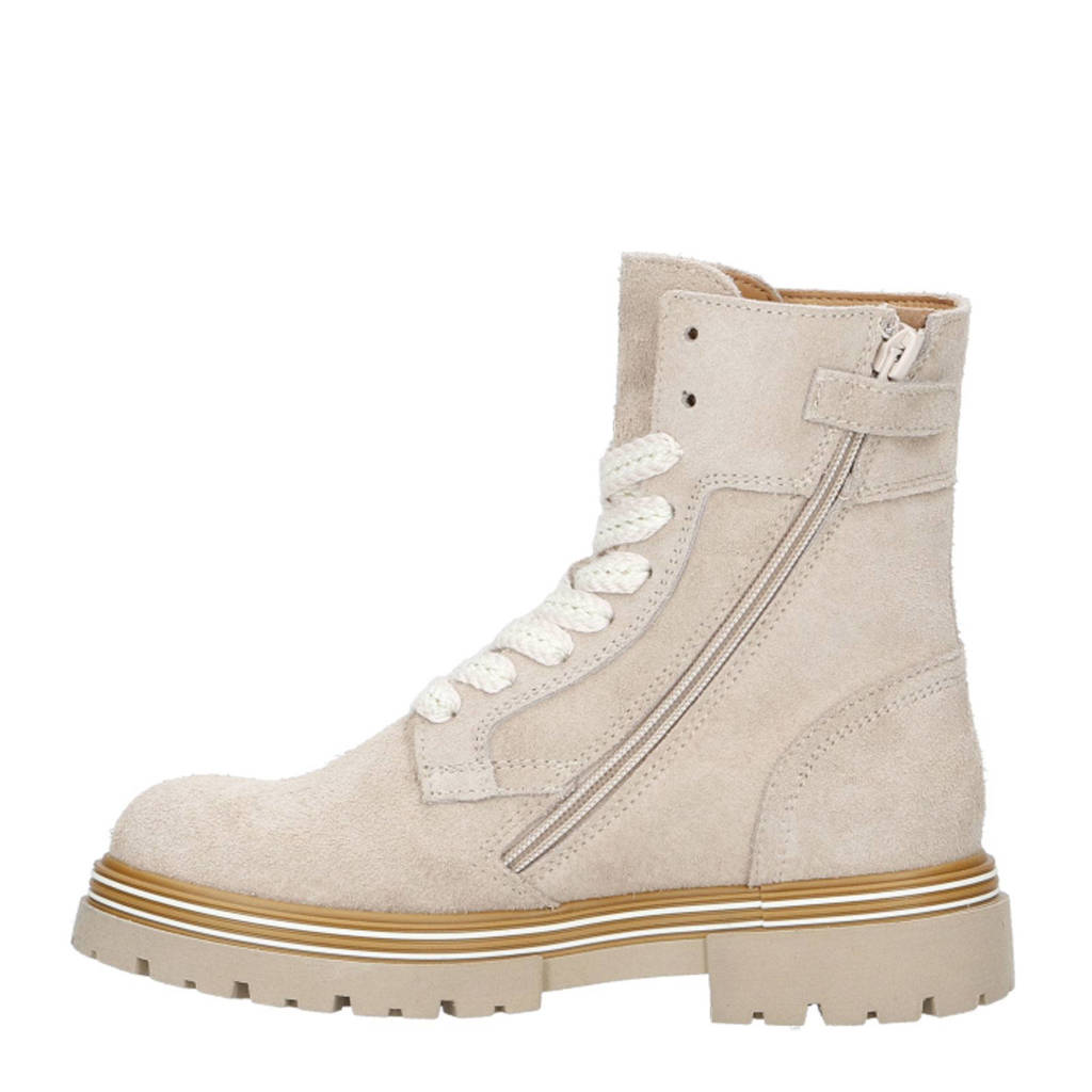 Hip suède veterboots taupe