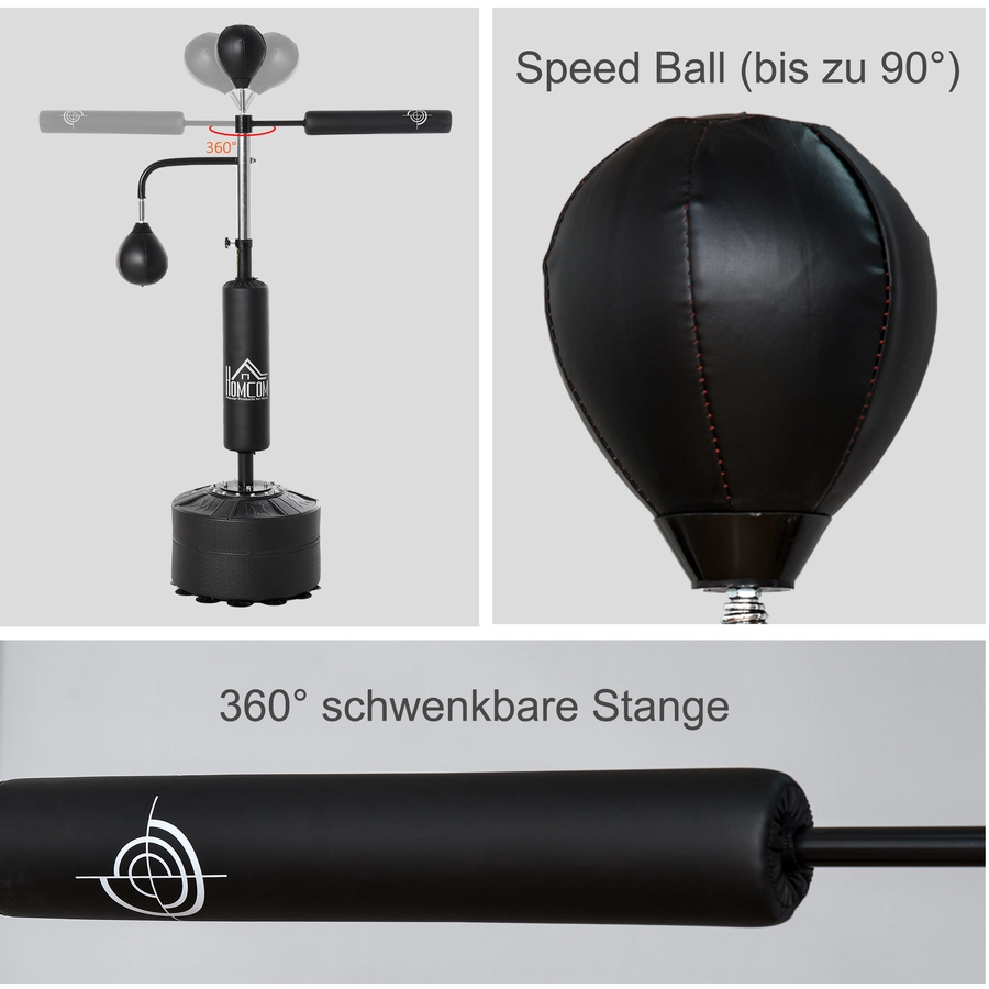 HOMCOM 3-in-1 Boxstand mit 2 Speedbällen schwarz