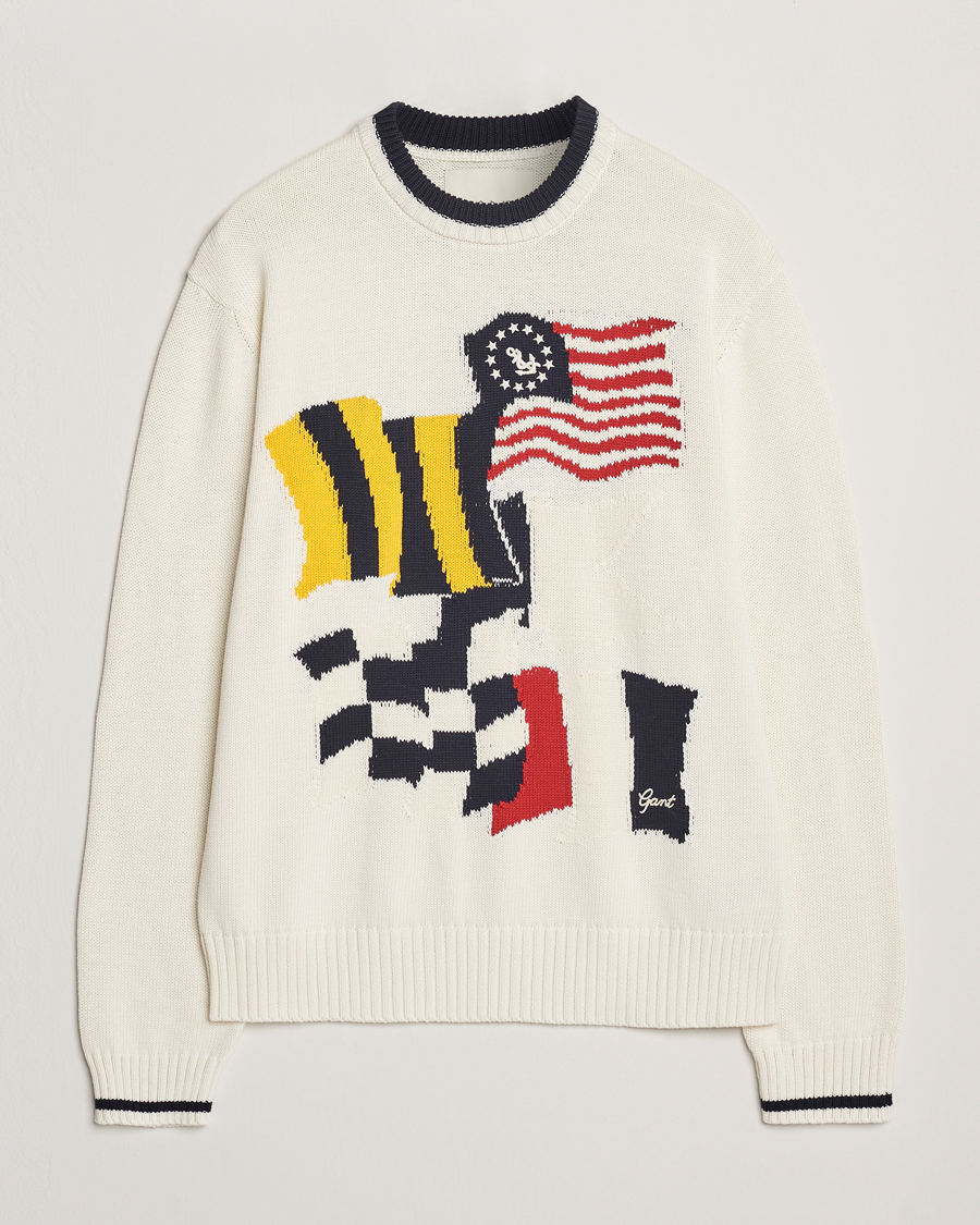 GANT Flag Intarsia Knitted Sweater Eggshell