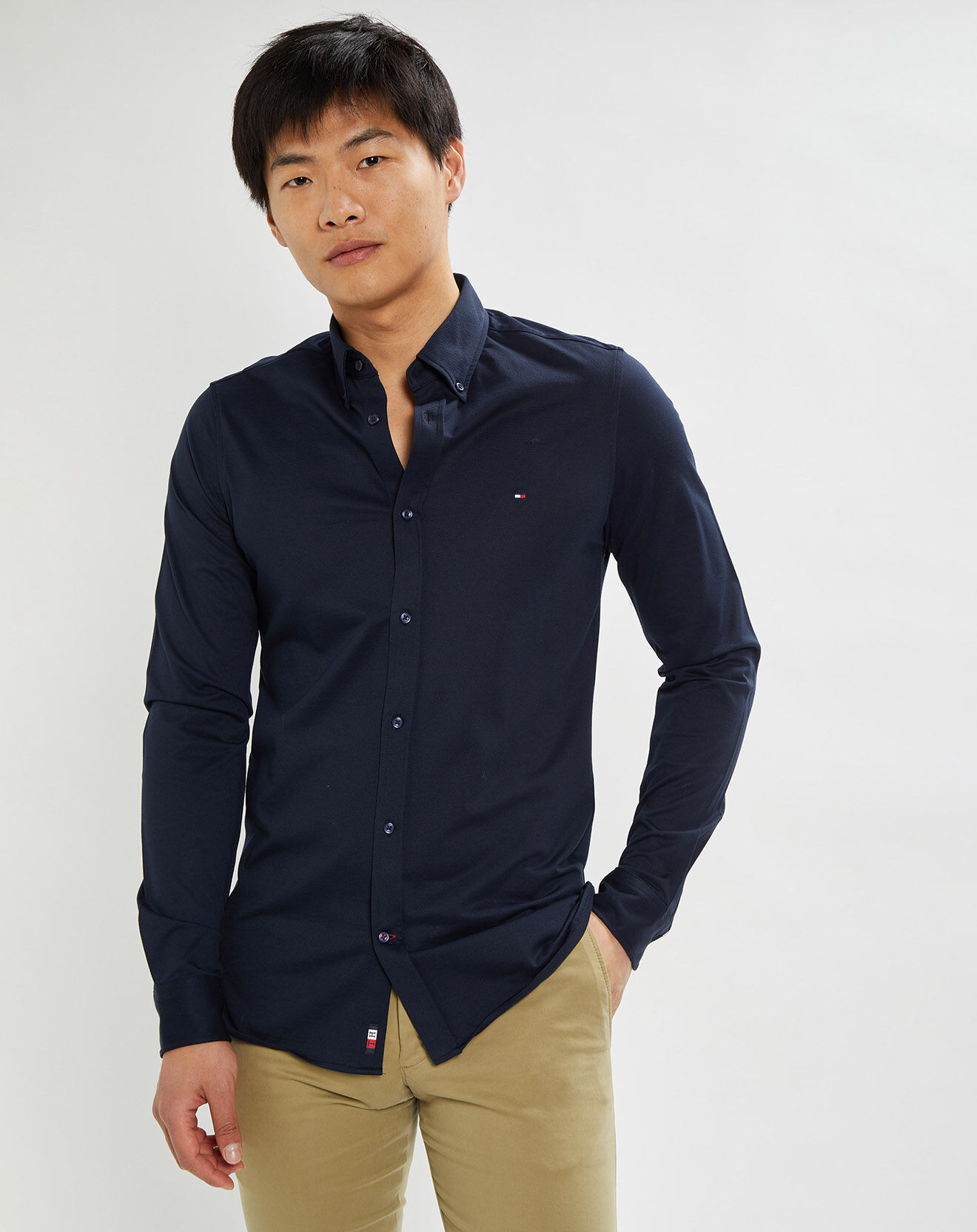 Tommy Hilfiger Chemise slim 1985 Knit Solid bleu marine