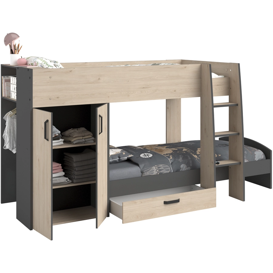 Parisot Etagenbett Stim 2 - mit Kleiderschrank und Schubkasten Beige