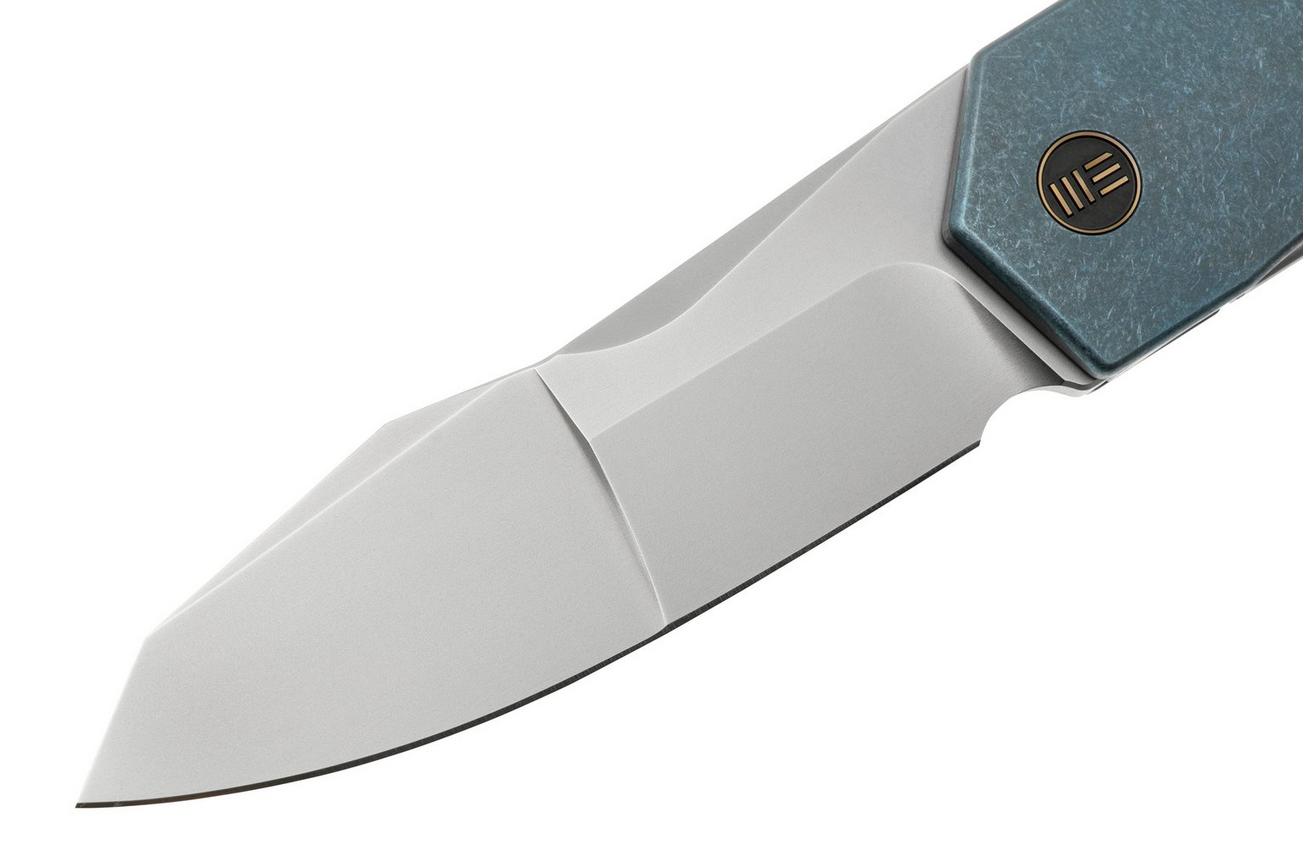 WE Knife Solid WE22028-4, Bead Blasted CPM-20CV, Blue Titanium, zakmes