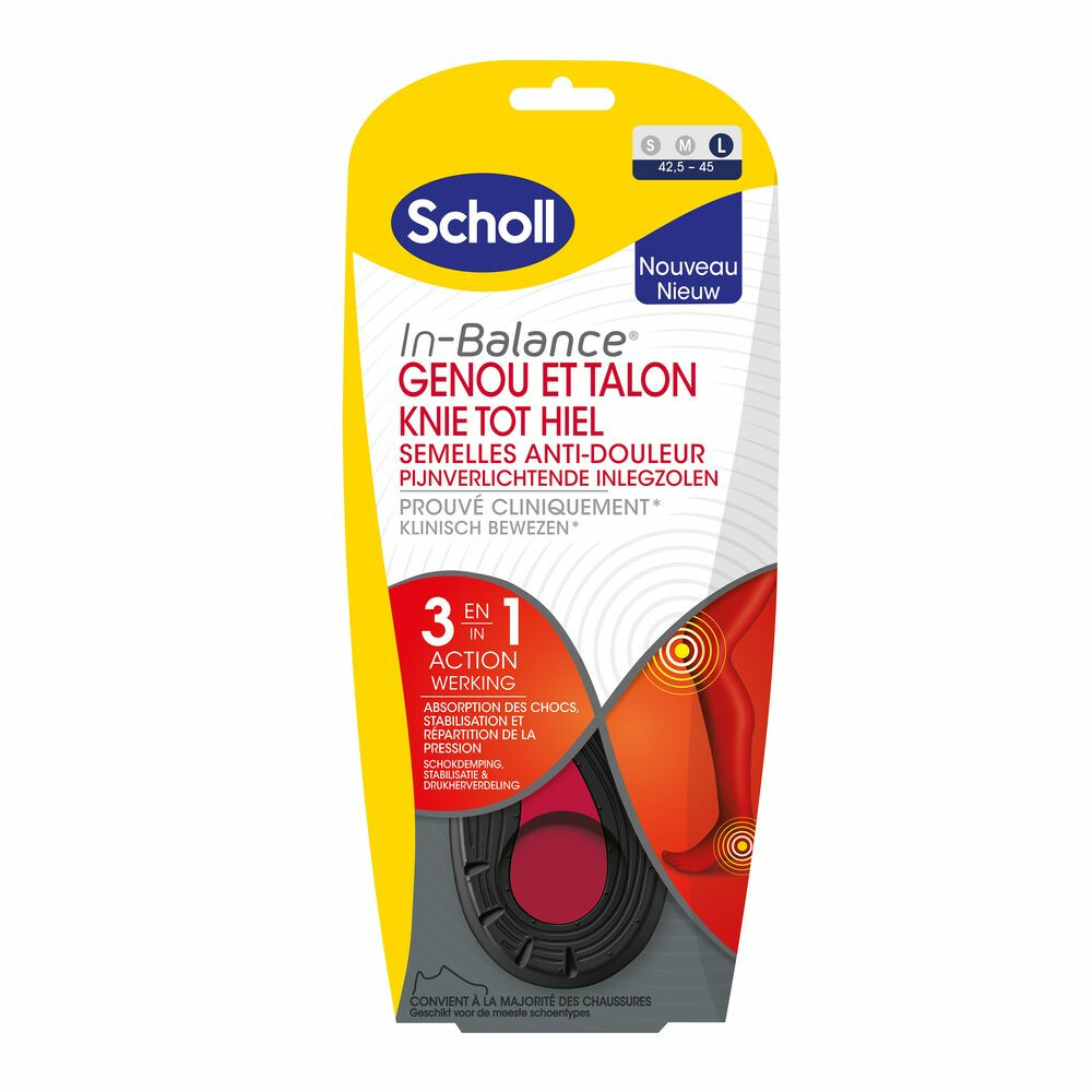 Scholl In Balance Inlegzolen Knie tot Hiel Large (Maat 42,5 - 45)