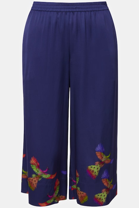 3/4-Satinhose Mary, Vogel-Design, Elastikbund