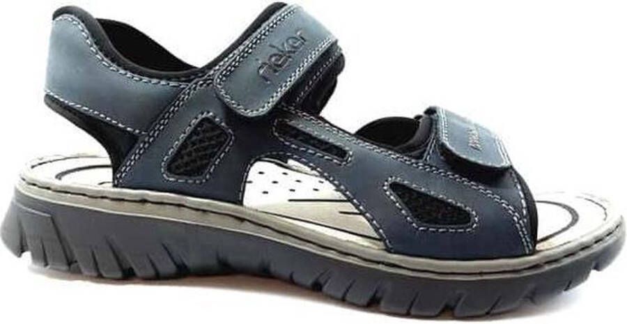 Rieker Zwarte synthetische sliders met comfortabel voetbed en klittenbandsluiting Black