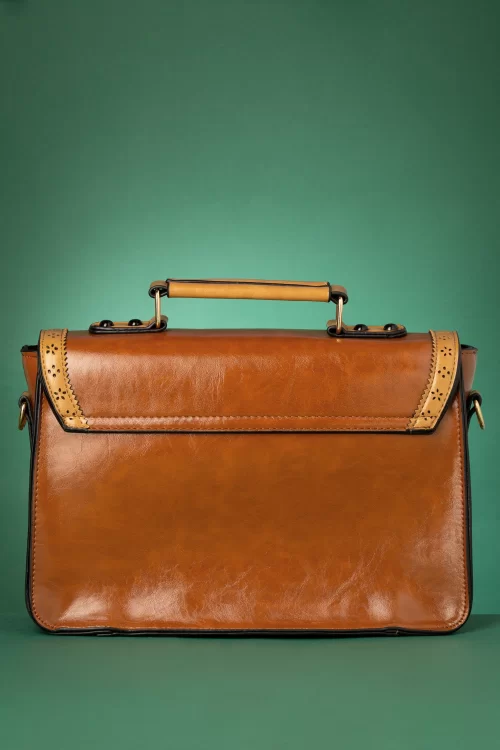 Banned Retro Scandal Office handtas in camel en cognac