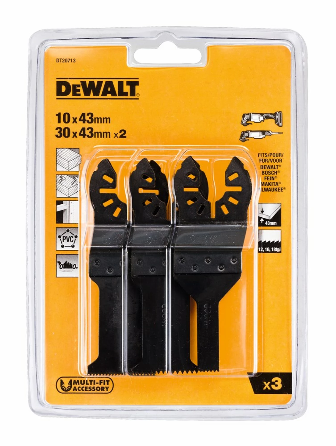 DeWALT DT20713 3 delige multitool universele zaagbladen set