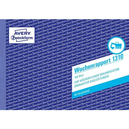 Avery Zweckform 1310 Wochenrapport, A5 quer, mit Blaupapier, 100 Blatt