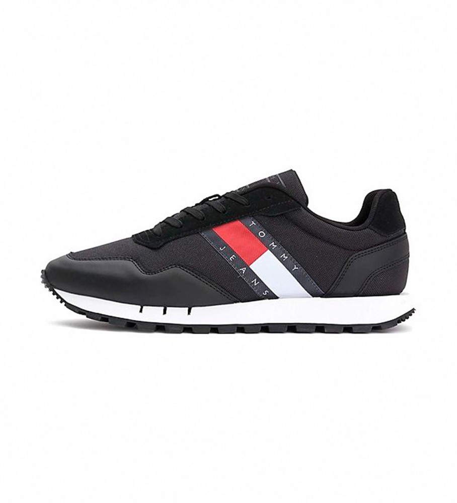 Tênis Tommy Jeans Retro Runner de couro preto