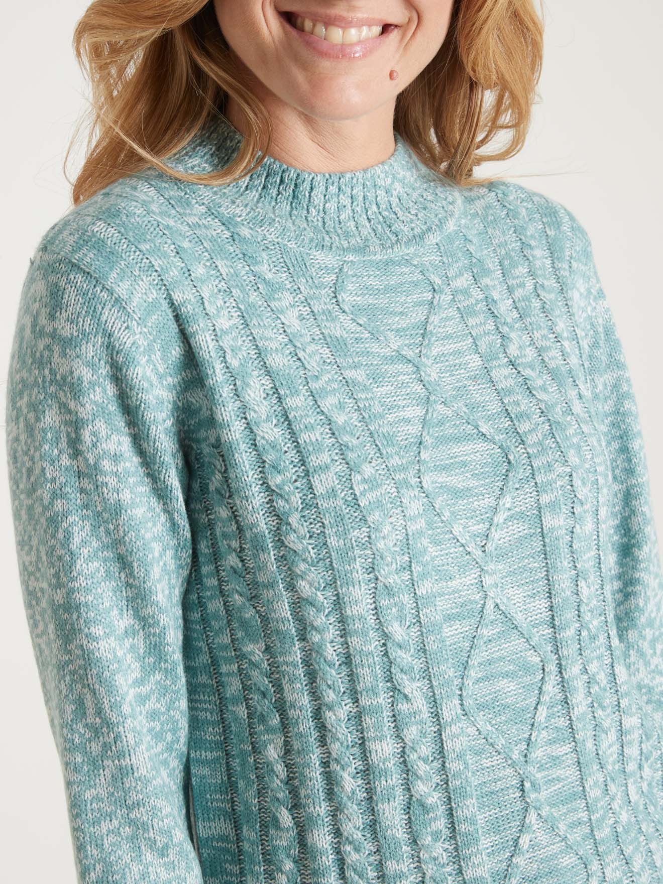Pull col montant maille torsadée