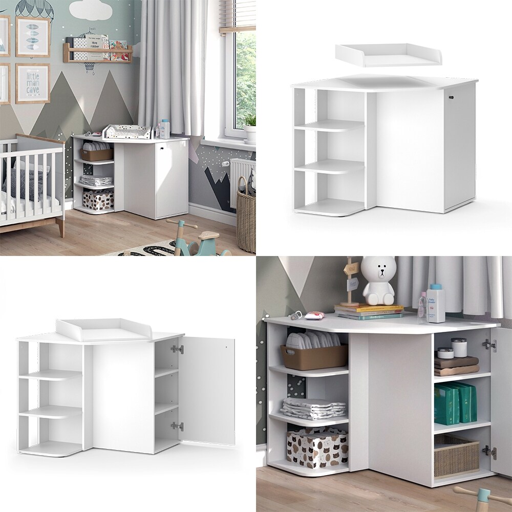 Vicco Wickelkommode Kristian Weiß 85 x 86 cm Tür offene Fächer
