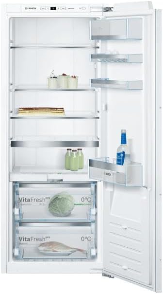 Bosch KIF51AFE0 Serie 8 Einbau-Kühlschrank, 140 x 56 cm Nische, 222 L, Flachscharnier, VitaFresh pro 3x längere Frische, LED-Beleuchtung gleichmäßige Ausleuchtung,Ohne Gefrierfach