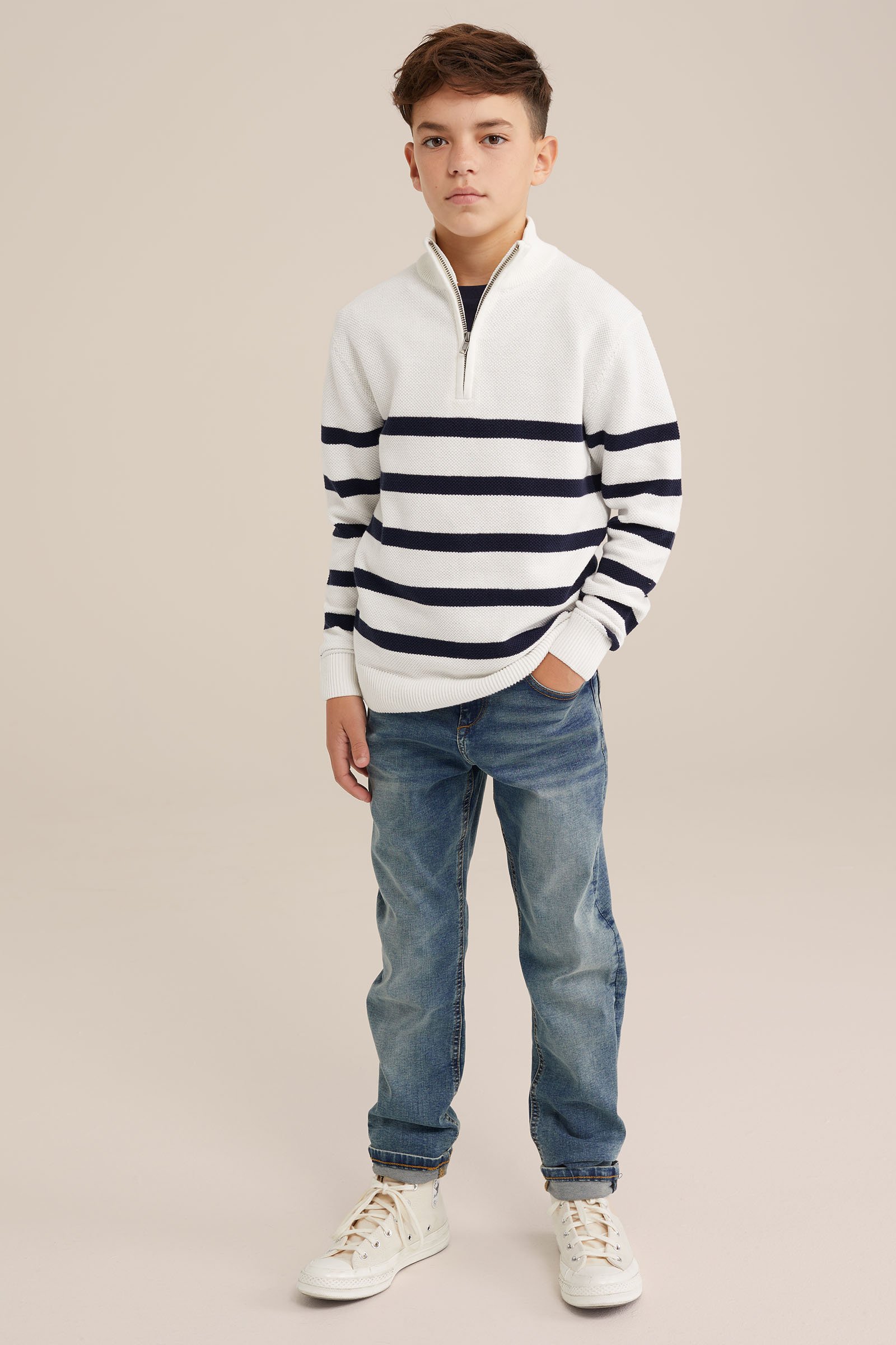Jongens trui met structuur Blue Ridge Wit