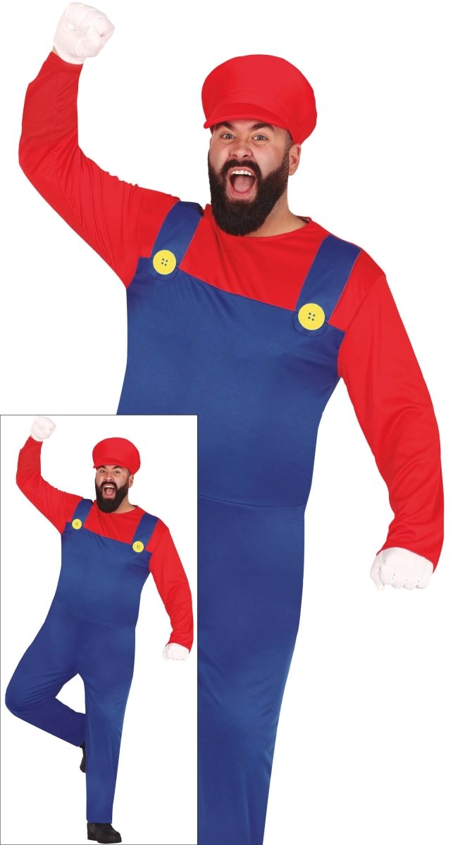 Super Mario Kostuum Rood Blauw Heren