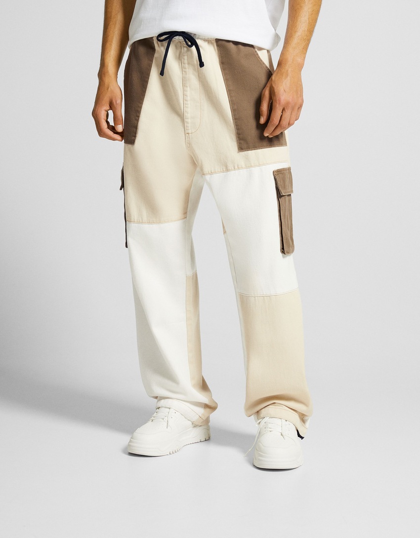 calça cargo color block