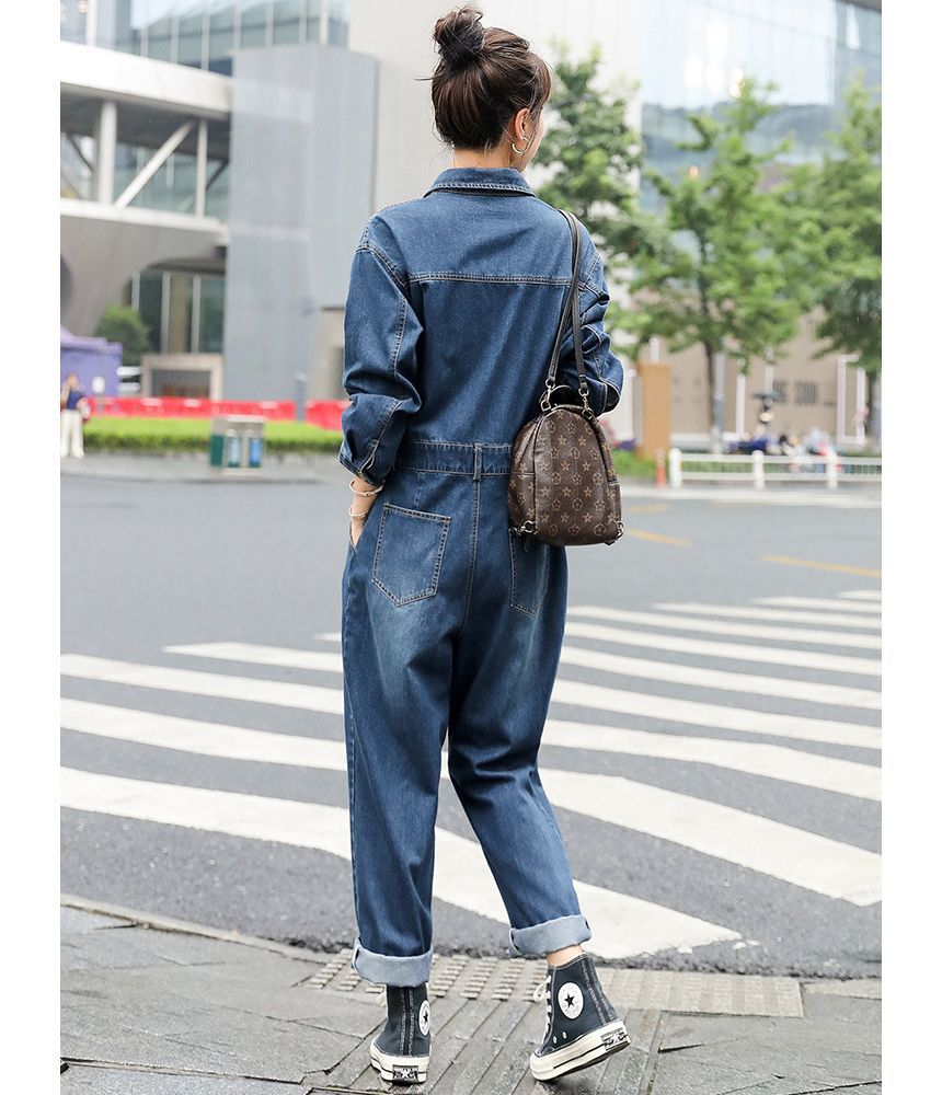 Honey River - Denim jumpsuit met lange mouwen