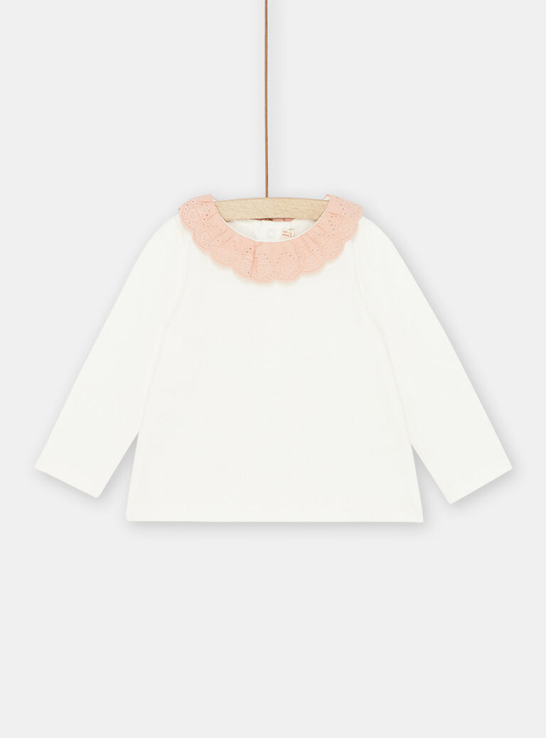 Brassière écrue à col rose bébé fille