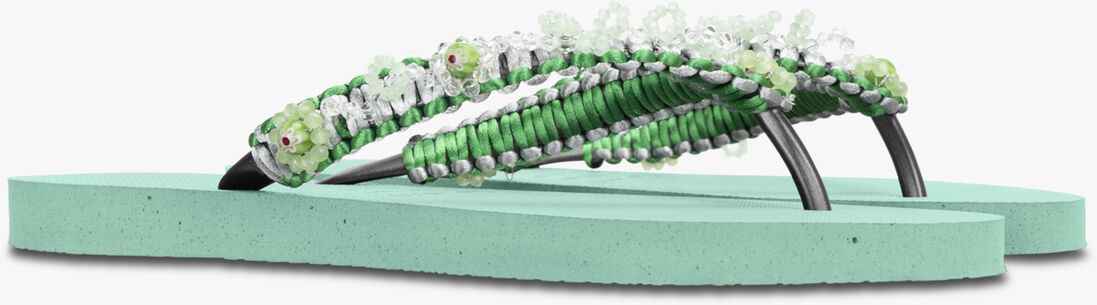 UZURII mint uzurii teenslippers macrame green blossom