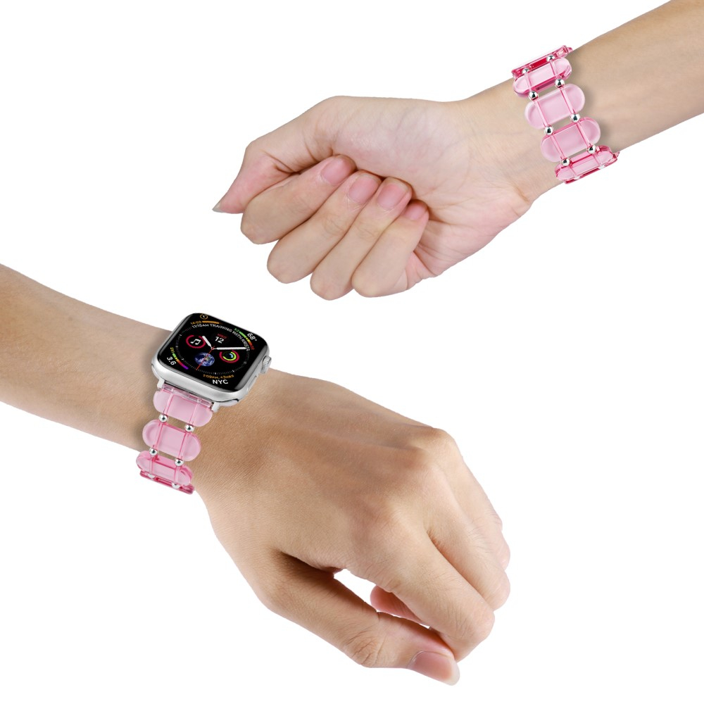 Apple Watch (49/46/45/44 mm) Elastisches Schmuckarmband - Pink (Transparent)