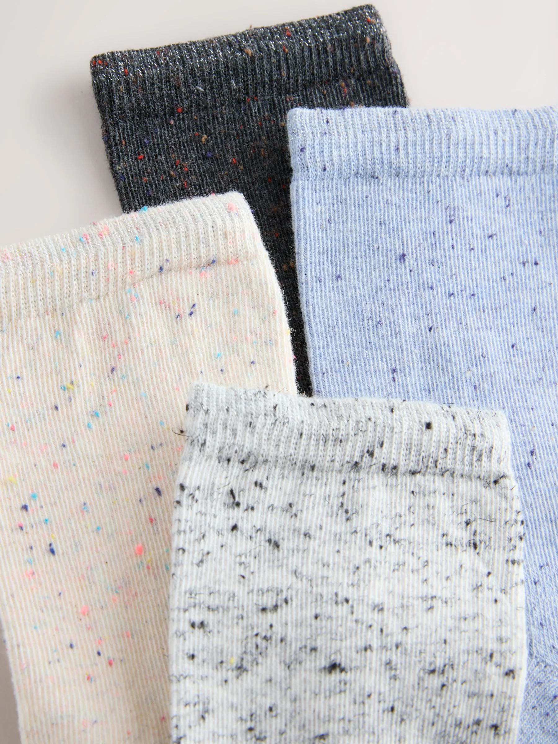 Blauw/grijs - Set van 4 paar sokken met kussenzool